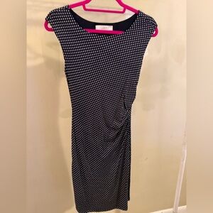 Navy and white tiny polka dot dress